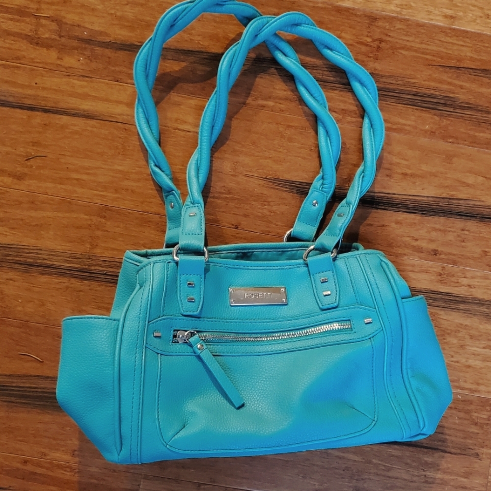 EUC, Roomy Rosetti Turquoise Handbag w/ Woven Handles